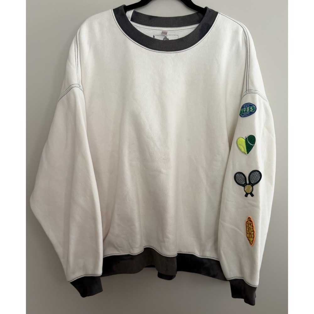 Free People FP Movement All Star Patch Pullover White  Patch Combo Women's Large